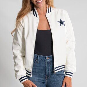 NFL Dallas Cowboys White Vegan Leather Jacket